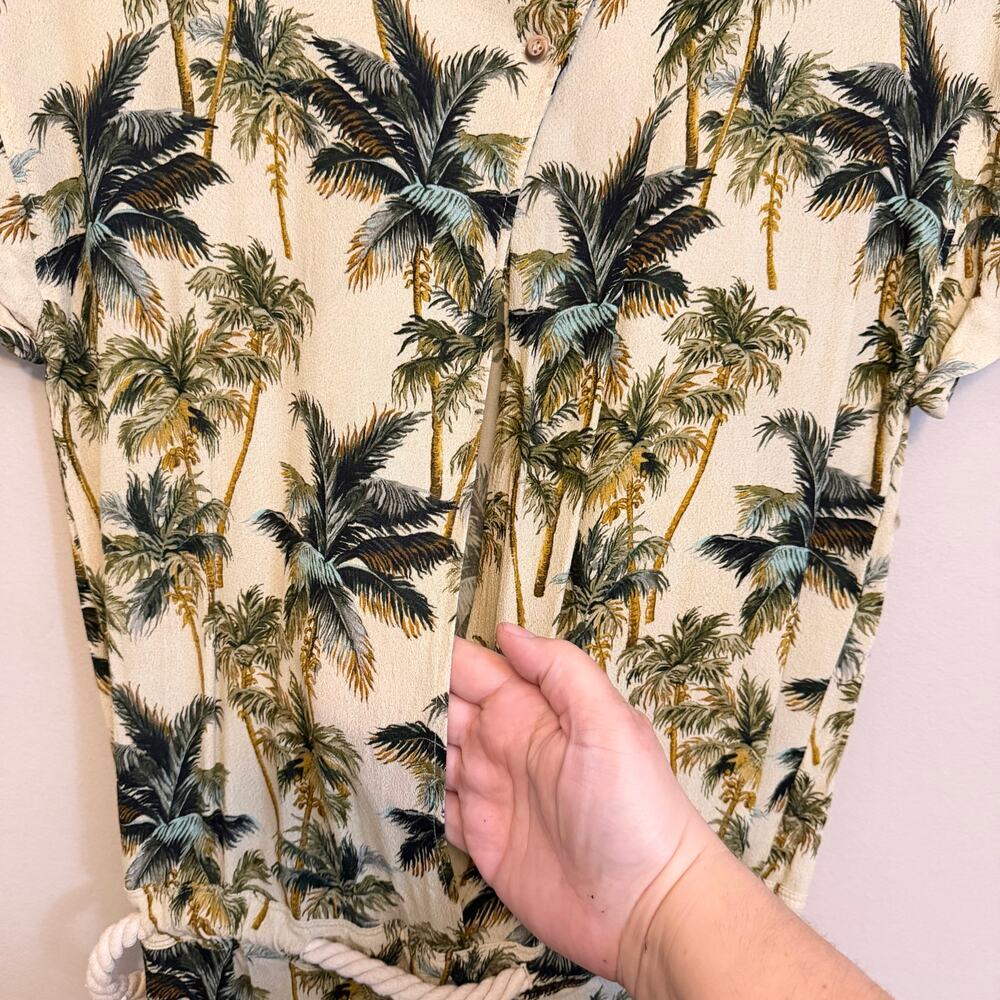 My Sunday Morning Romper M/L Green Beach Tropical Palm Tree Summer Vacation Boho - Picture 5 of 11